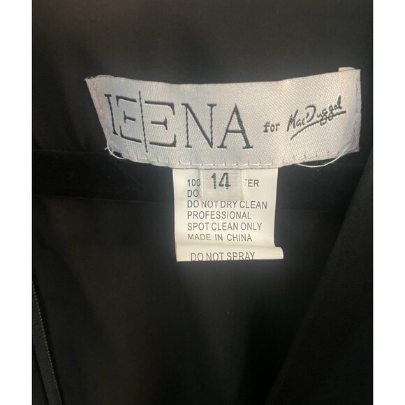 Ieena for Mac Duggal Satin Jumpsuit Black Long Sleeve Deep V size 14 - Picture 2 of 6